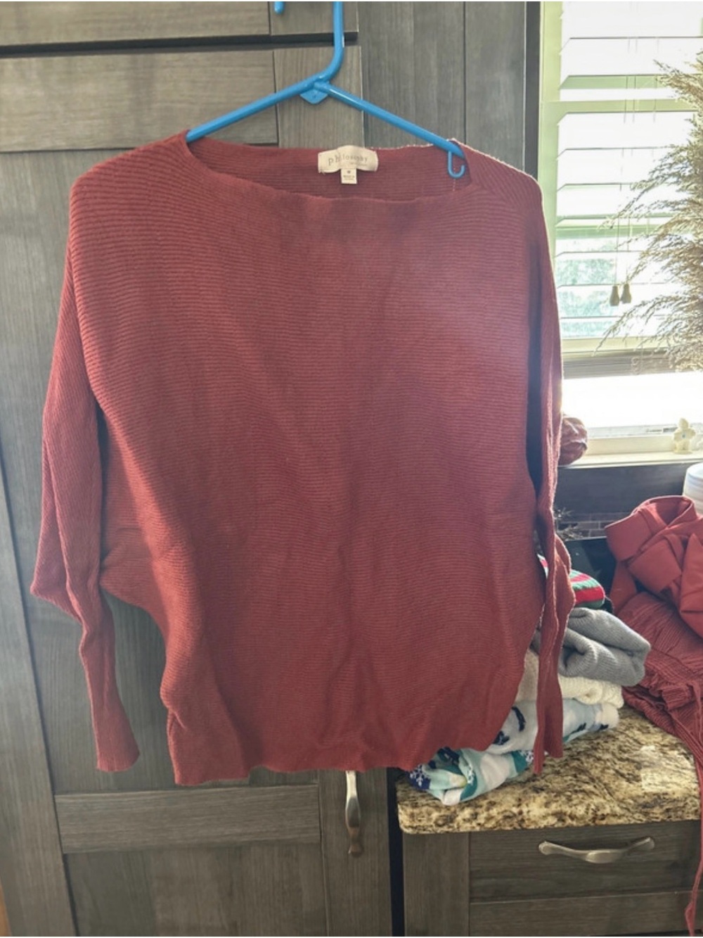Philosophy Brick Red Crewneck Knit Sweater